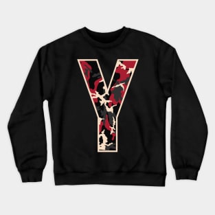 Initial Capital Letter Y Camo Alphabet Gift Women Men Crewneck Sweatshirt